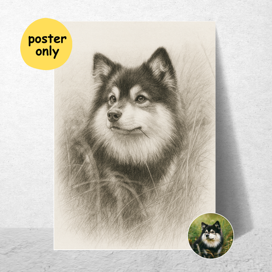 Personalized Sketch Art Pet Portrait Poster | Photo to Art