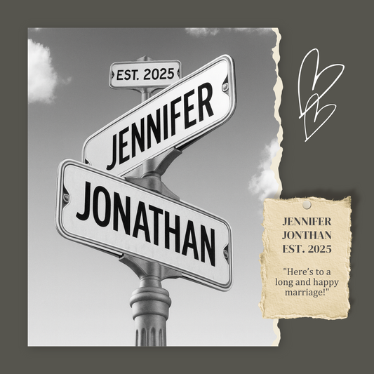 Personalized Street Sign Couple Name Digital Art Gift | Wedding Home Decor