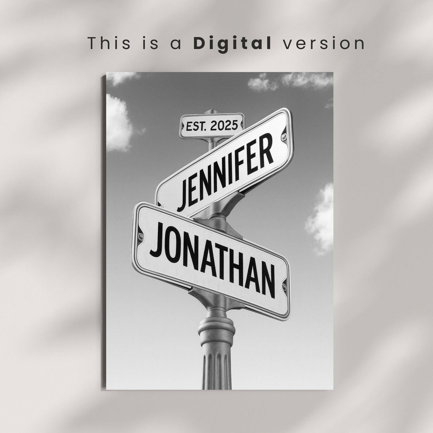 Personalized Street Sign Couple Name Digital Art Gift | Wedding Home Decor