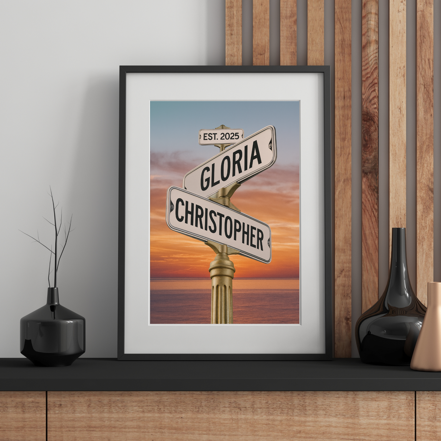 Personalized Street Sign Couple Name Digital Art Gift | Wedding Home Decor