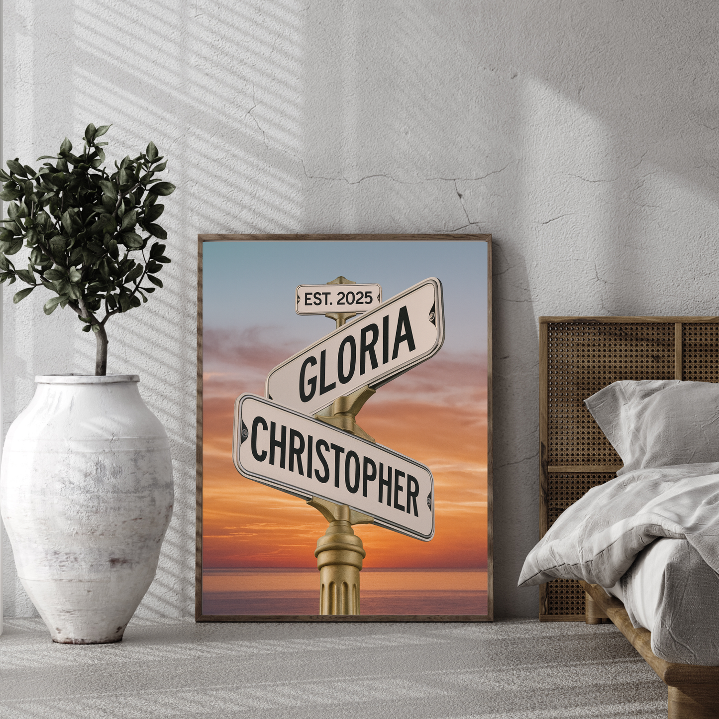 Personalized Street Sign Couple Name Art Framed Poster | Wedding Gift