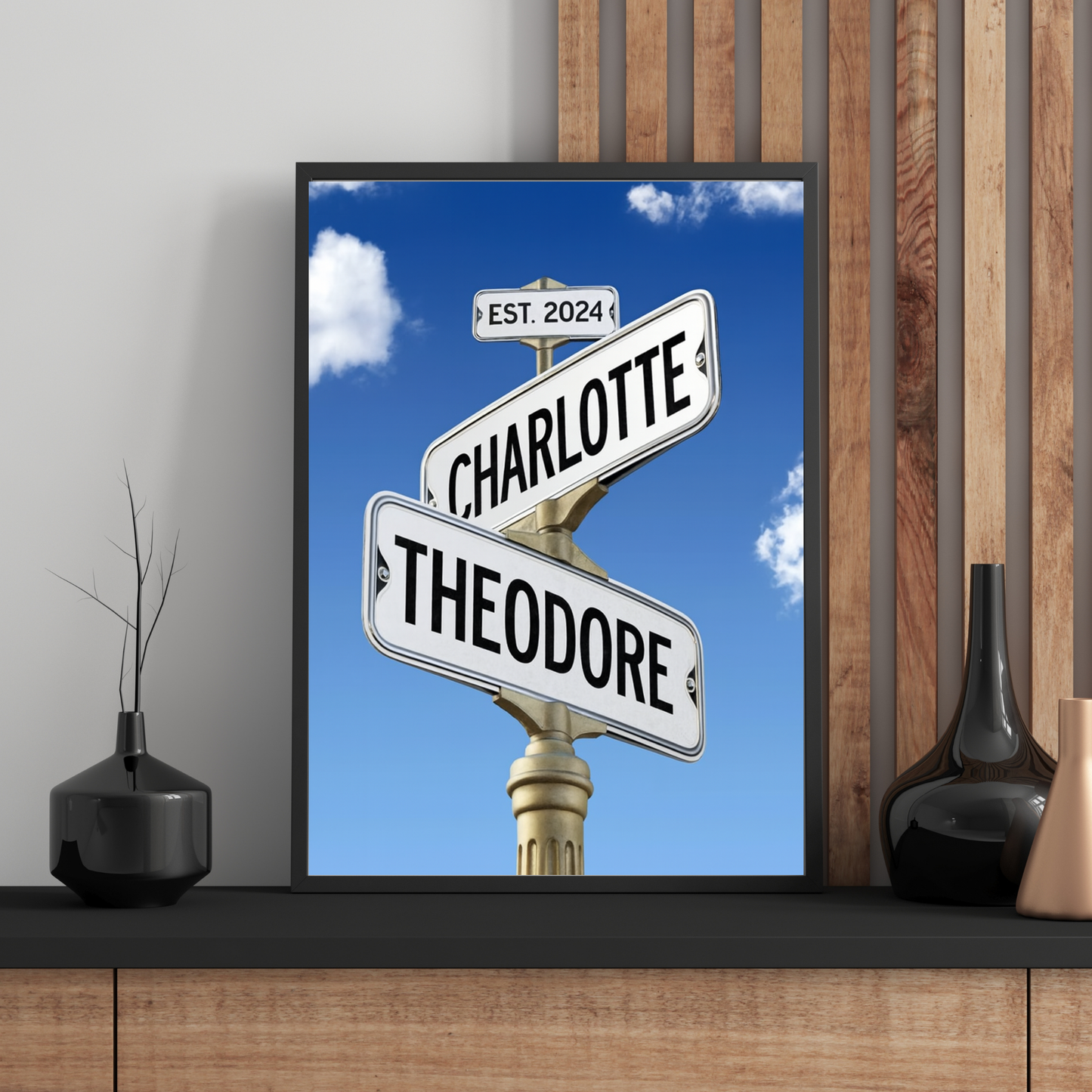 Personalized Street Sign Couple Name Art Framed Poster | Wedding Gift