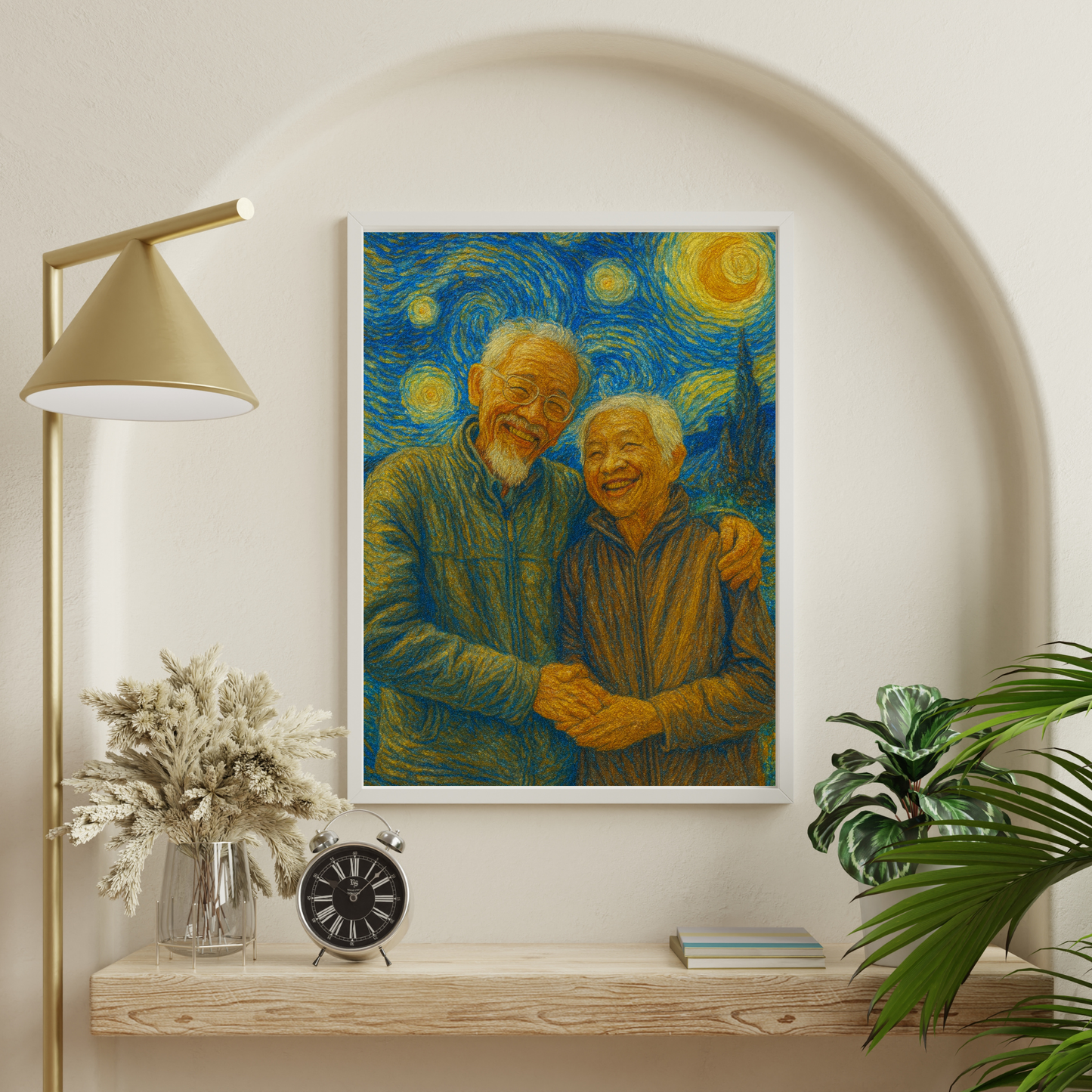 Personalized Van Gogh Starry Night Wooden Framed Poster