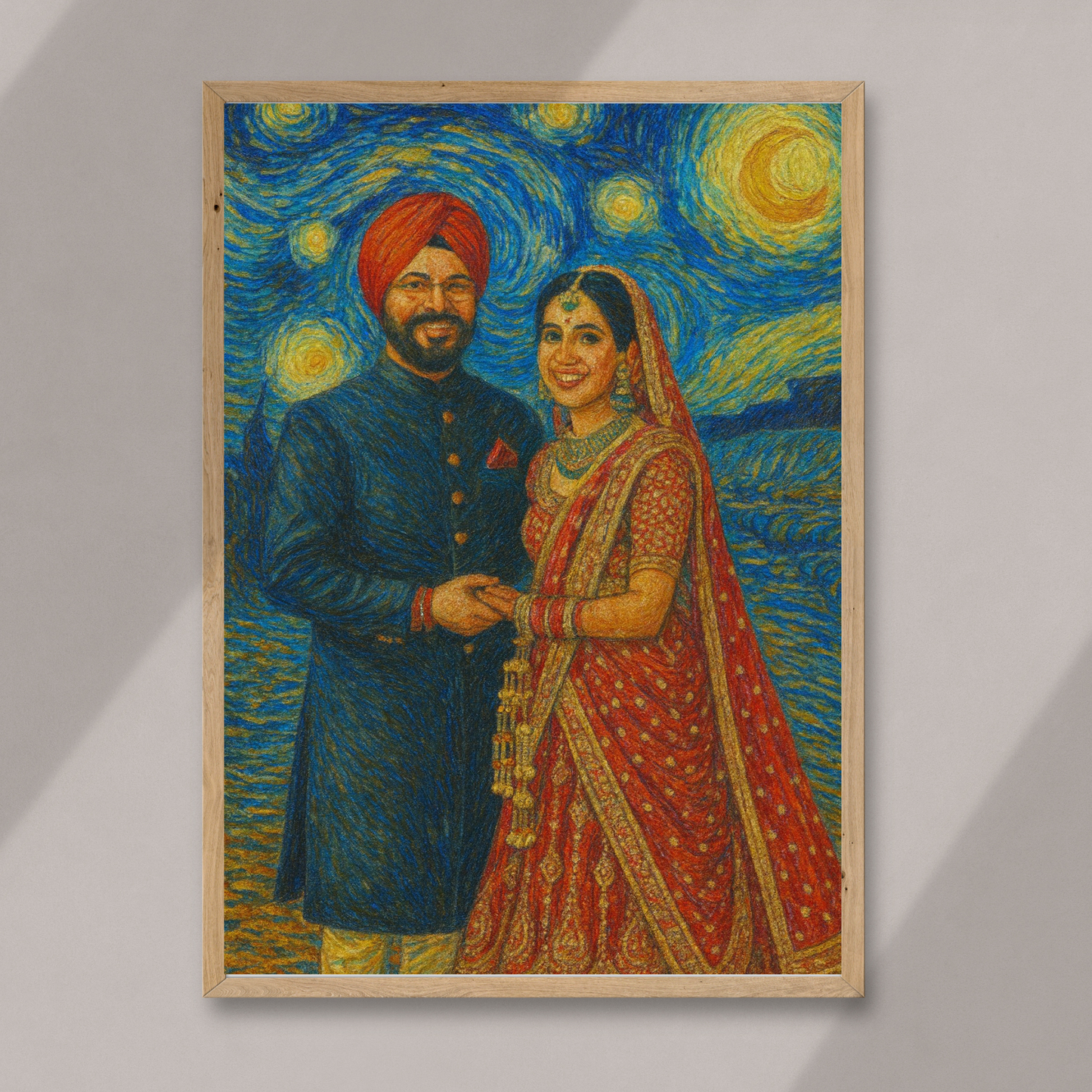 Personalized Van Gogh Starry Night Wooden Framed Poster