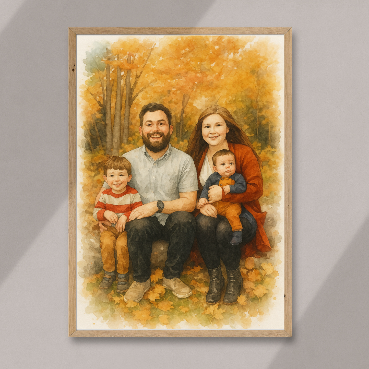 Personalized Watercolor Wooden Framed Poster