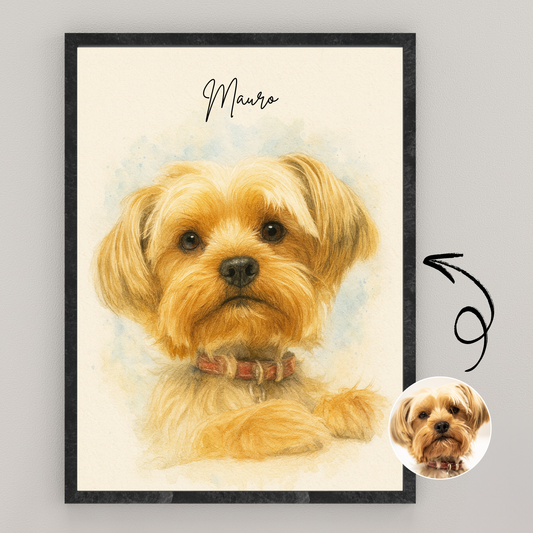 Personalized Watercolor Pet Portrait | Wooden Framed Poster