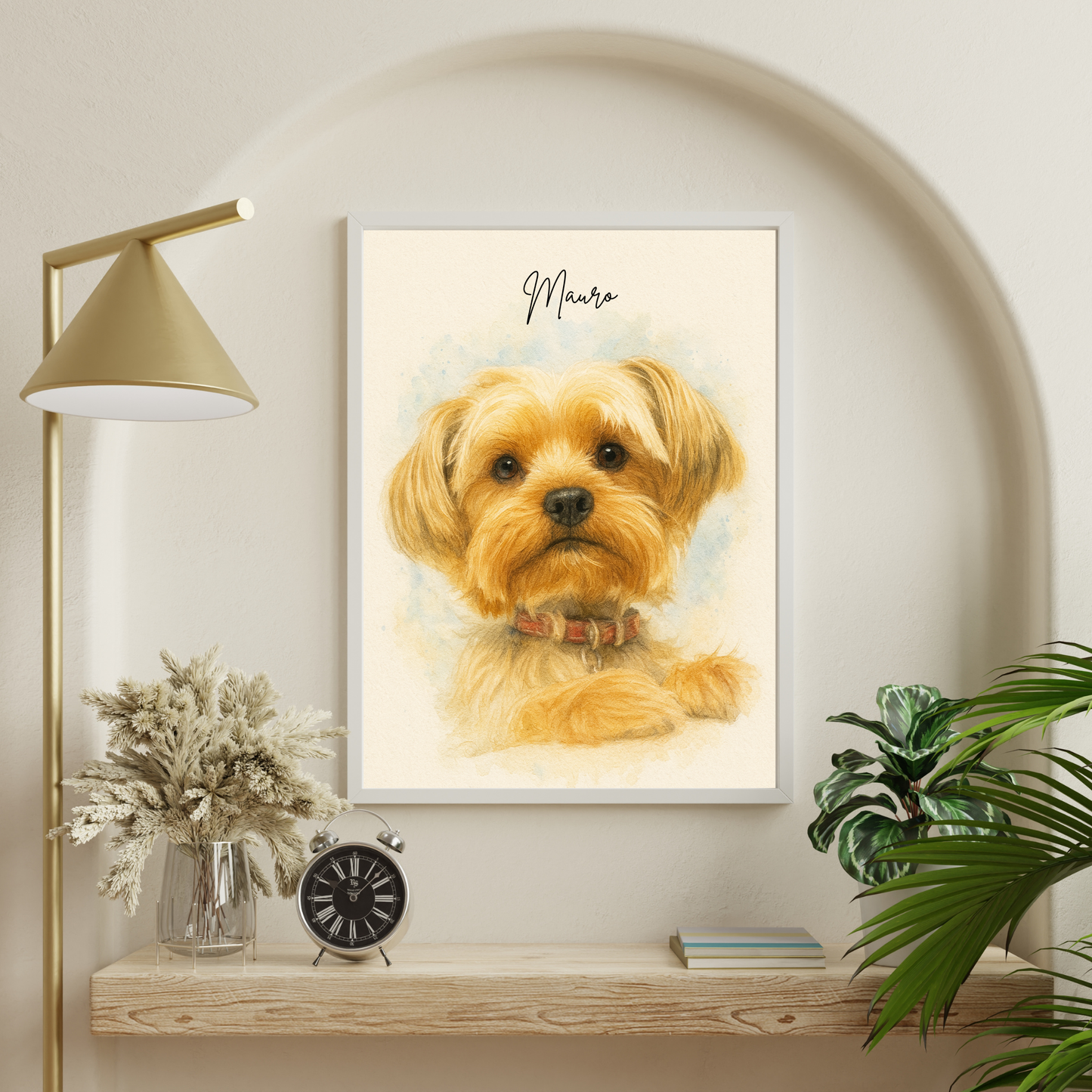 Personalized Watercolor Pet Portrait | Wooden Framed Poster