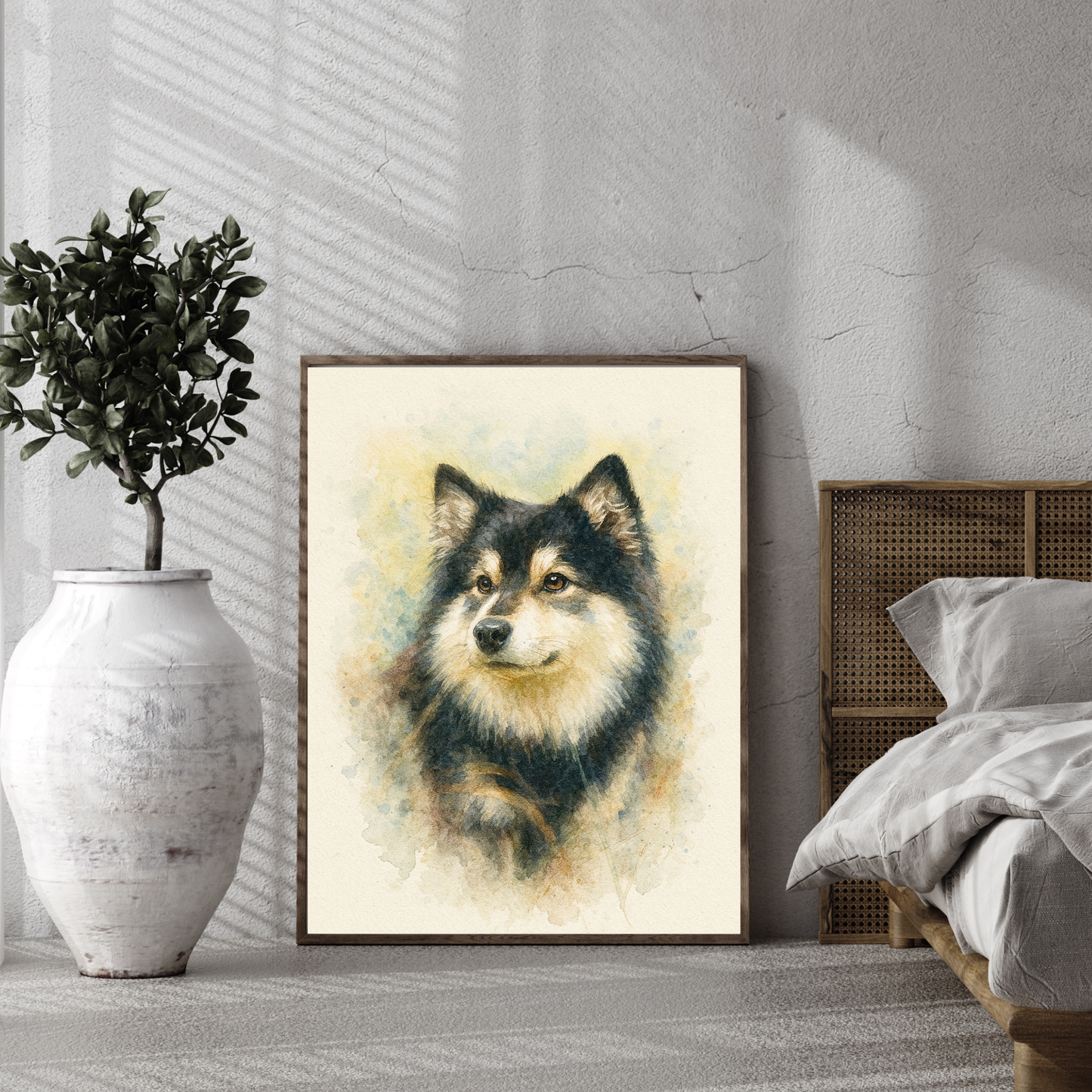 Personalized Watercolor Pet Portrait | Wooden Framed Poster