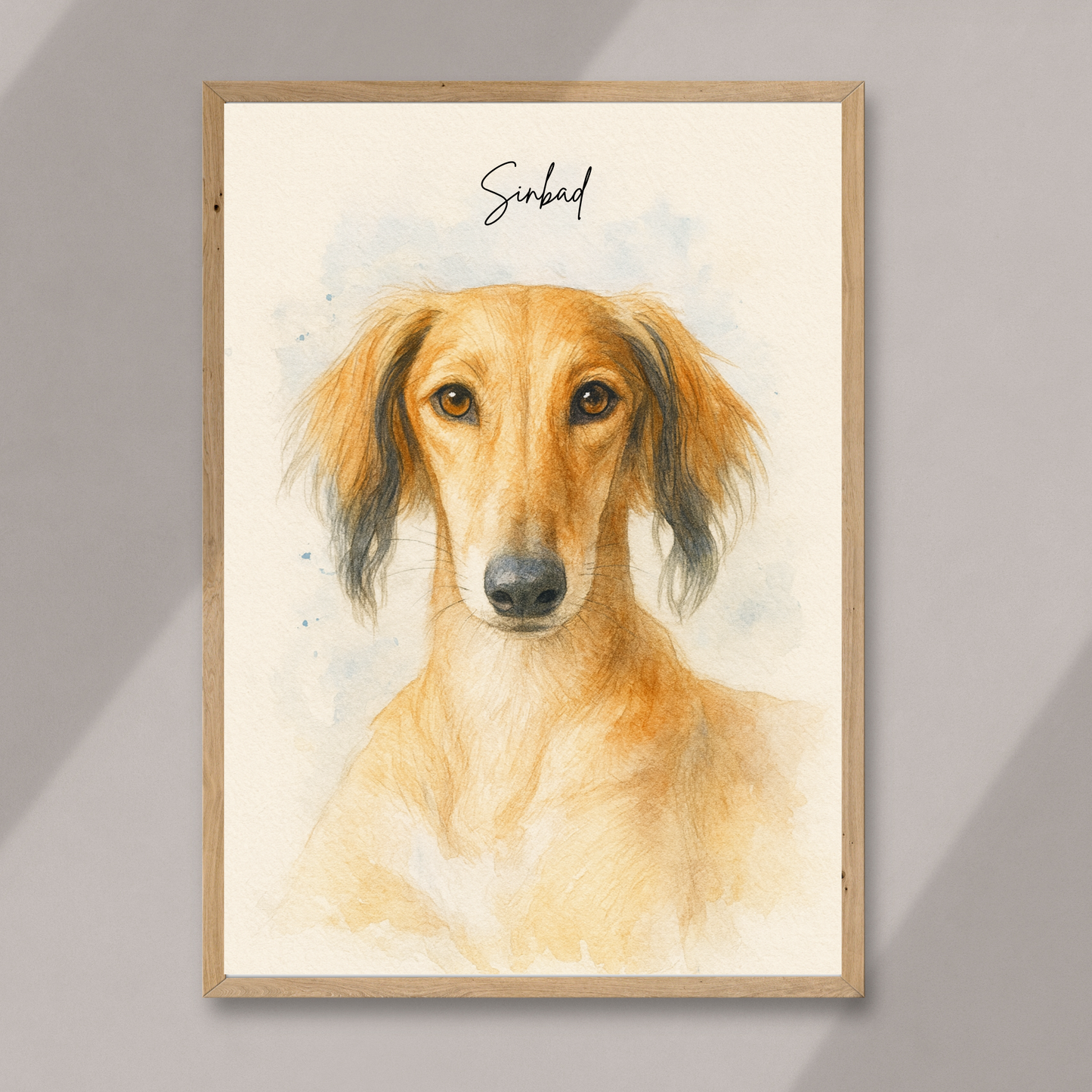 Personalized Watercolor Pet Portrait | Wooden Framed Poster