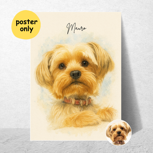 Personalized Watercolor Pet Portrait Poster | Photo to Art