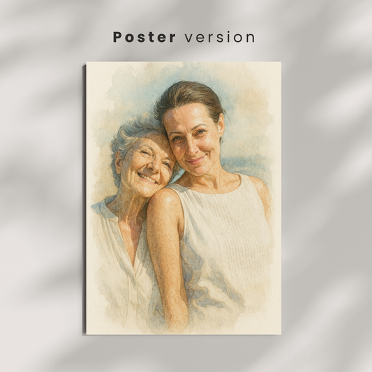 Personalized Watercolor Family Poster | Your Photo to Art