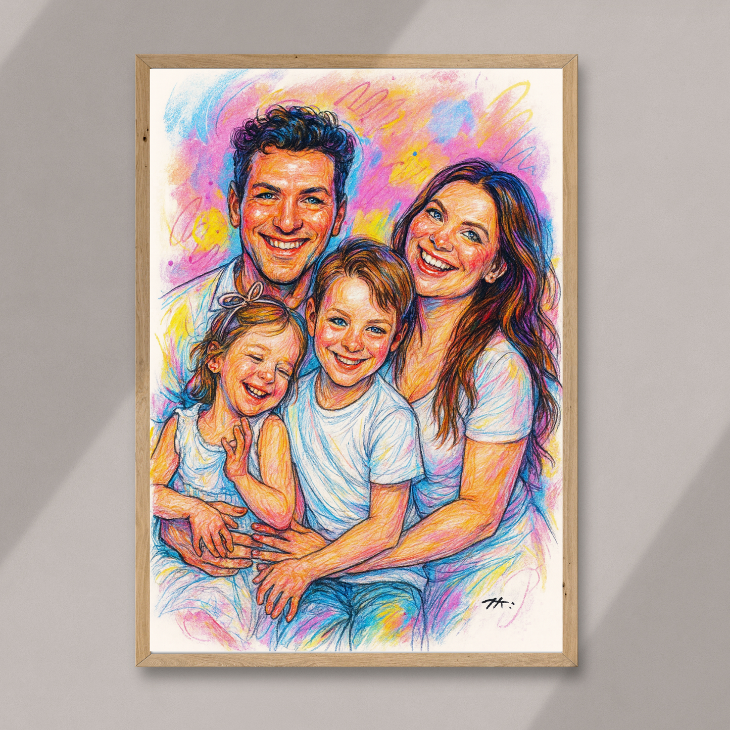 Personalized Whimsical Caricature Wooden Framed Poster