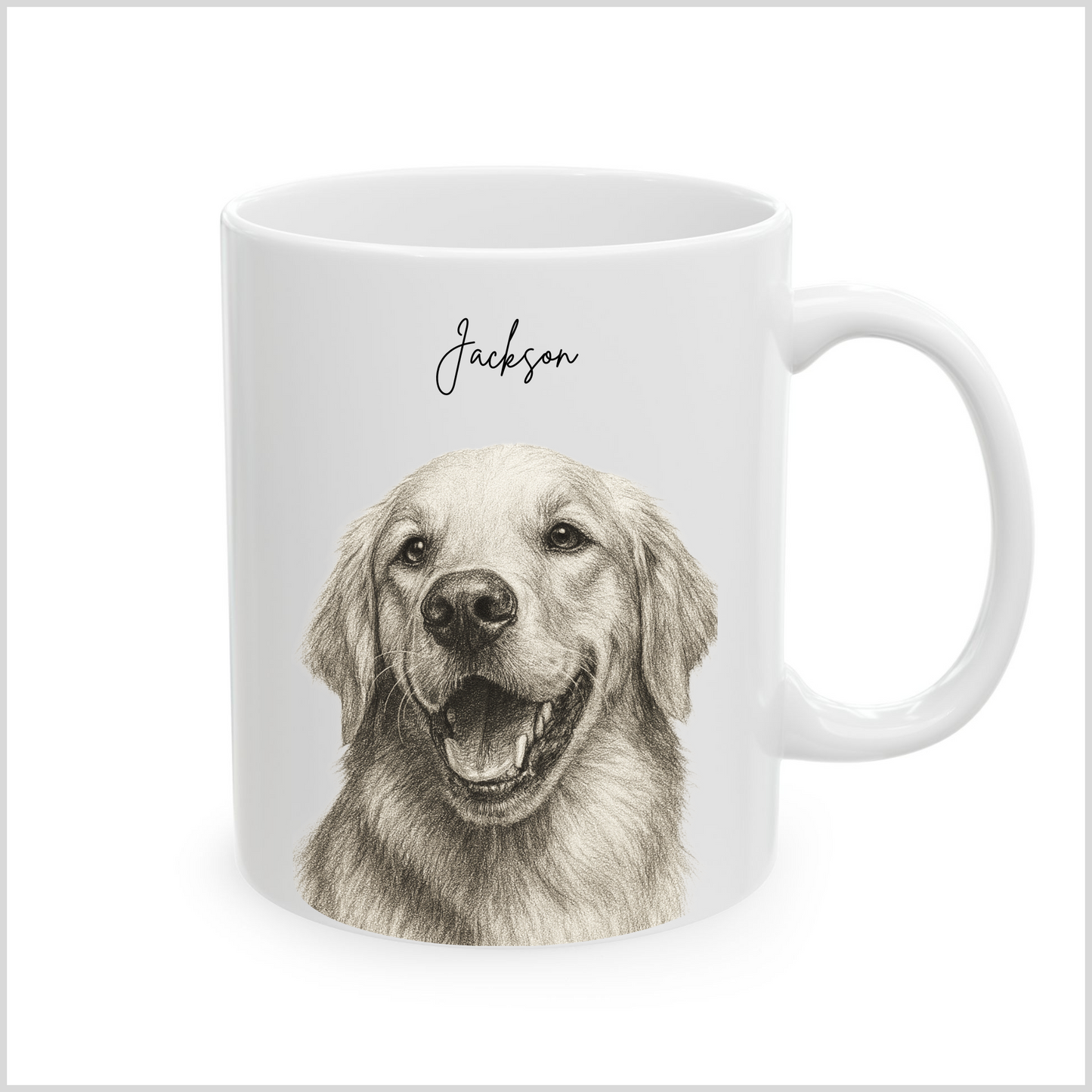 Personalized Sketch Art White Coffee Mug for Your Pet | Photo to Art
