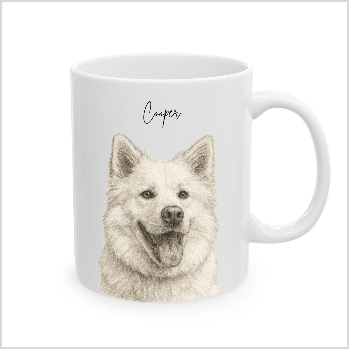 Personalized Sketch Art White Coffee Mug for Your Pet | Photo to Art
